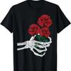Rose Aesthetic Rose White Skeleton Hand Holding a Red Rose T-Shirt