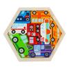 Wooden Creative 3D Cartoon Panel Puzzle Stacked Building Blocks Baby Early Education Hexagon Puzzle Toys For Birthday Gift