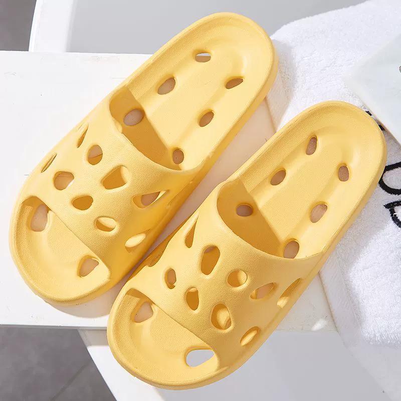 Bathroom House Cheese Shower Slippers Lightweight Water Leaky Beach Flip Flop Swimming Water Leaking Quick Drying Sandals Ladies