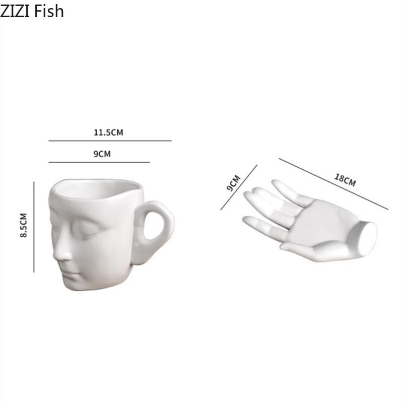 Creative Face Water Cup Nordic Style Ceramic Mug Office Afternoon Tea Milk Coffee Cup Dish Set Home Drinking Set Holiday Gift