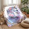 Ornate Unicorn with Flowers Theme blanket Lightweight Warm Flannel Blanket Decorative Throw Blanket for Home Decoration