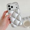 Matte Orange 3D Diamond Pattern Phone Case For iPhone 17 16 15 14 13 12 11 Pro Max Soft Shockproof Silicone Cover Girls