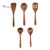 5/6Pcs Wooden Cooking Utensils Set Nonstick Kitchen Utensils with Holder Comfort Grip Spatula Set Solid Wood Ergonomic Design Kitchen Tools for Easy
