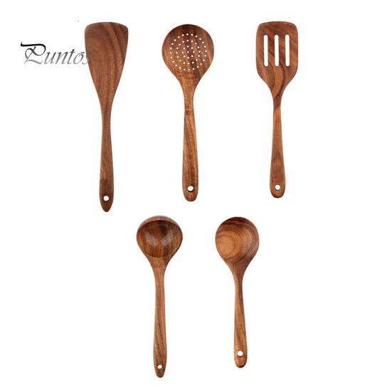 5/6Pcs Wooden Cooking Utensils Set Nonstick Kitchen Utensils with Holder Comfort Grip Spatula Set Solid Wood Ergonomic Design Kitchen Tools for Easy
