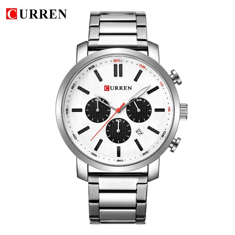 CURREN New Men's Watch Casual Quartz Watch True Three Eyes Business Steel Band Watch Simple Watch