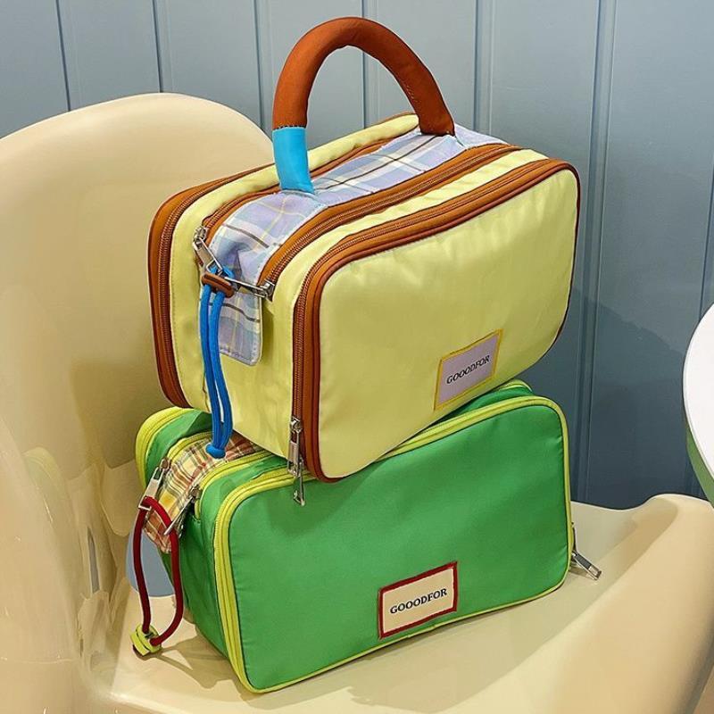Korean Color Block Large Capacity Travel Makeup and Toiletry Bag