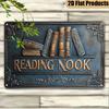 Metal Wall Art Vintage Decor Retro Book Lover Library Plaque Gift