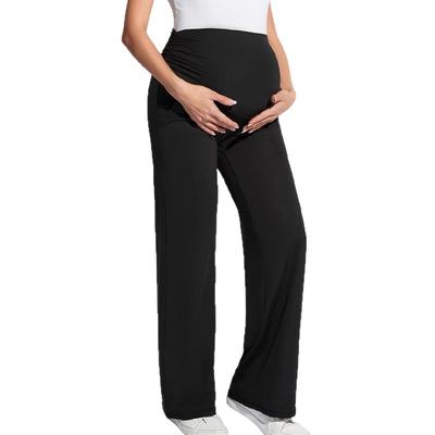 New Casual Solid Color High-waisted Slimming High-elasticity Versatile Fashionable Belly-supporting Casual Maternity Straight-leg Pants for Women