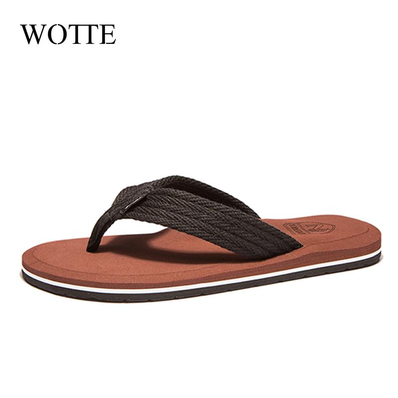 Fashion WOTTE Flip Flops Men Indoor And Outdoor Men's Slippers Summer Flip Flops Men's Slippers Fashion Beach Casual Shoes Slippers Men