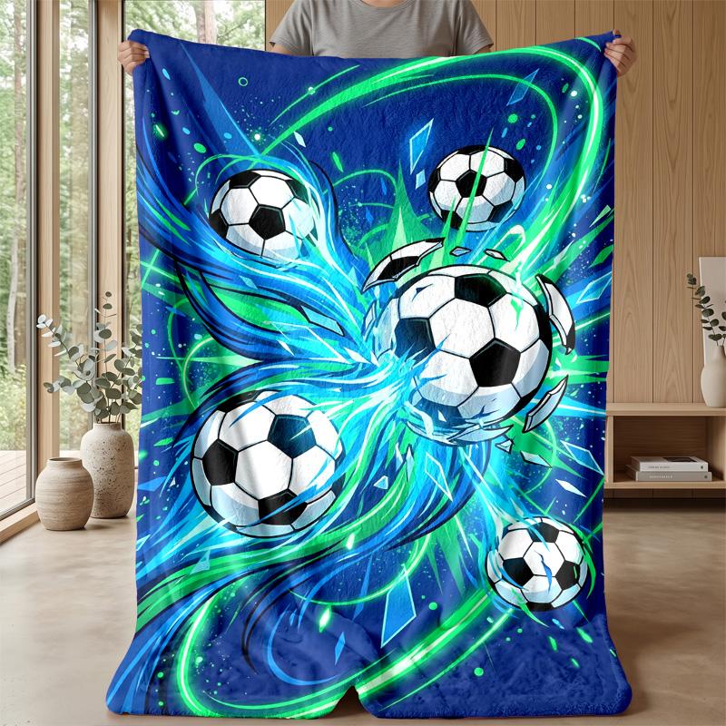 Soccer Ball Swirl Energy Theme blanket Lightweight Warm Flannel Blanket Decorative Throw Blanket for Home Decoration
