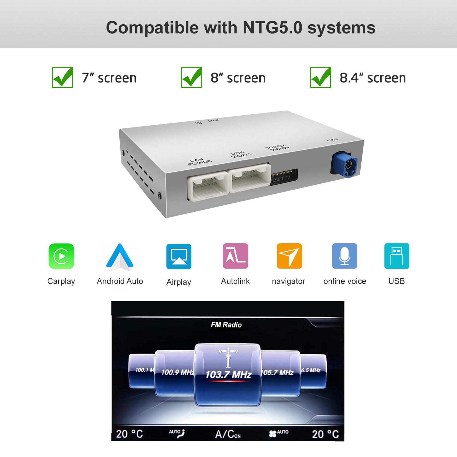 

AUTOABC Wireless Carplay Android Auto adapter for Mercedes benz A B C W205 W176 GLA GLC GLE GLE CLA GLS NTG5.0 2015-2018 NTG5.0