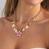Salircon Sweet Romantic Starfish Shell Pink Flower Pendant Choker Necklace for Women Summer Beach Charm Aesthetics Jewelry Gift