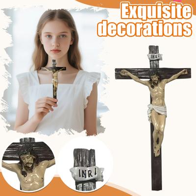 Katolický kříž k zavěšení na zeď, Inspirativní Kristus Domácí dekorace, Náboženský zbožný dárek, 10 palců vysoký, Socha