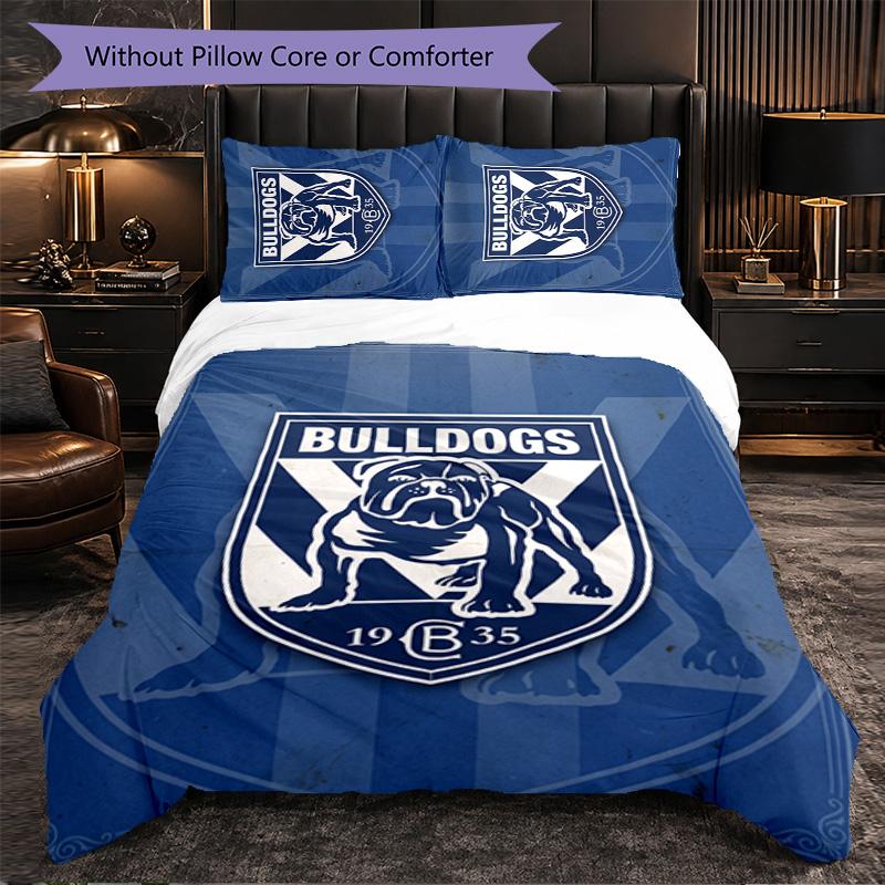 Canterbury-Bankstown Bulldogs Fantasia Microfibra Set Biancheria da Letto 3 Pezzi Decorazione Copripiumino Set Per Camera da Letto Uso Domestico