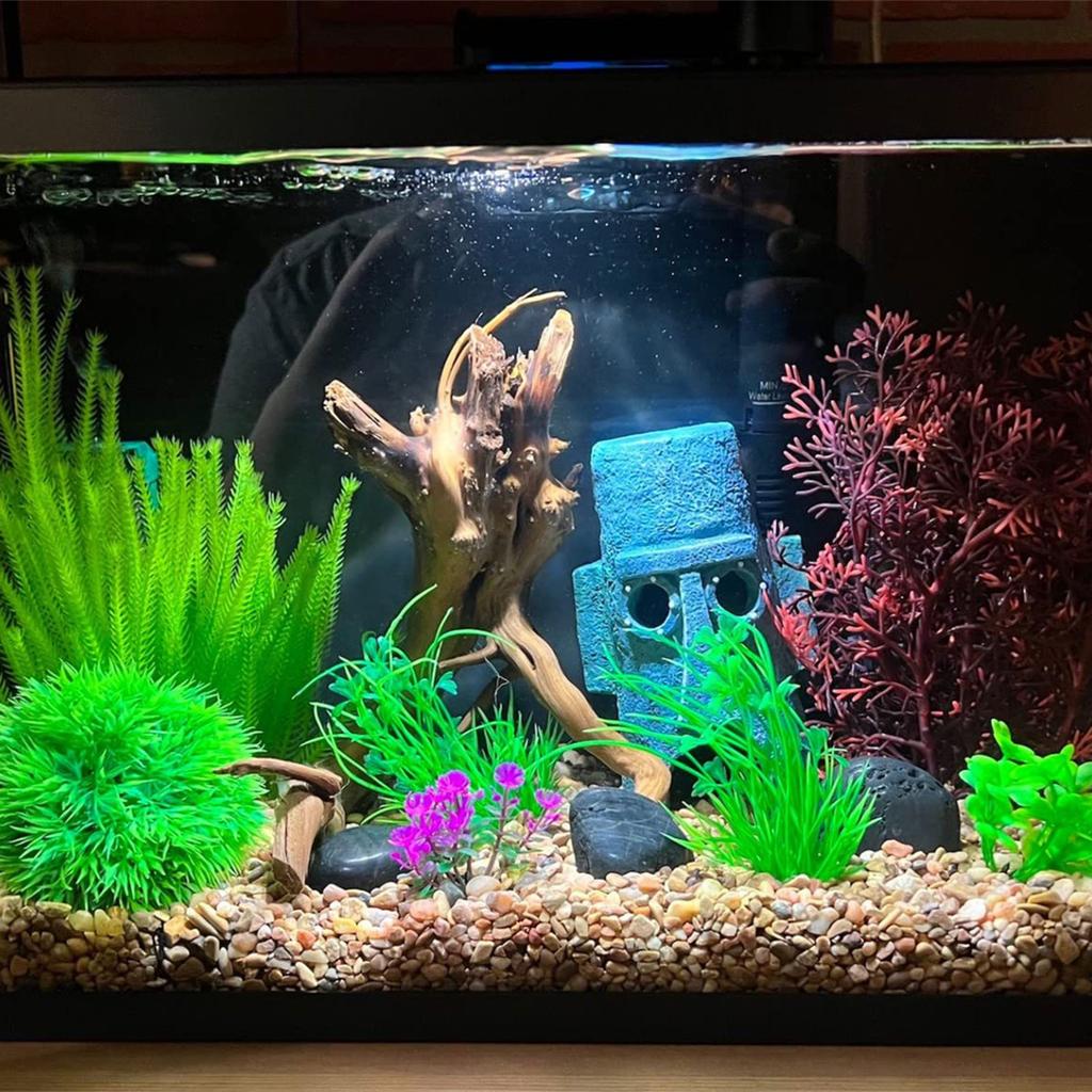 Aquariums Artifical Coral Grass 7Pieces Fishtanks Plastic Plant and Cave Rock for Safe Underwater Landscape Decors