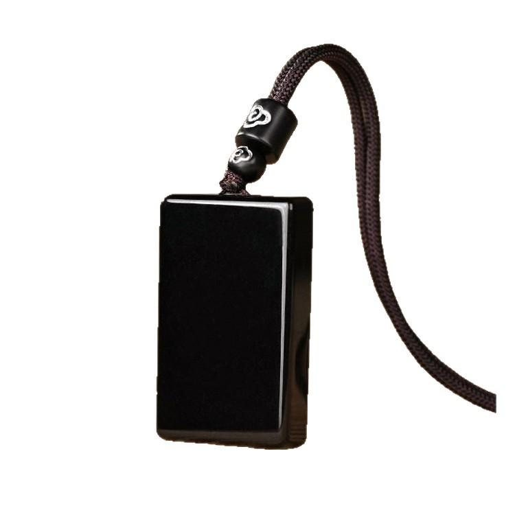 Natural Obsidian Wushi Pai Necklace with Donghai Crystal Pendant - Unisex Jade Pendant