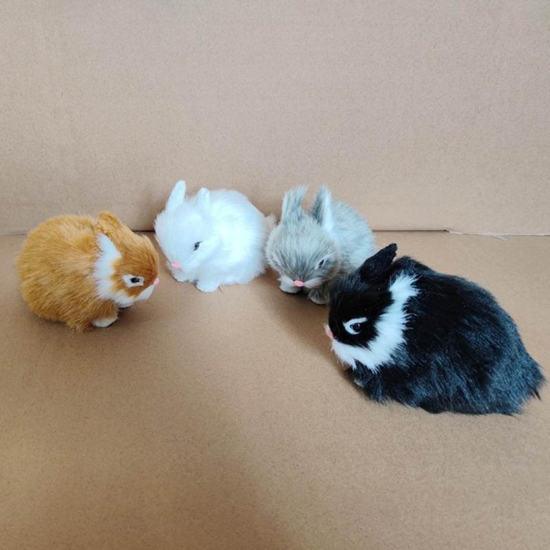 Simulation Rabbit Doll Cute Bunny Statue Cute Animal Art Ornaments for Children Day Kid Girl Boys Present Gift