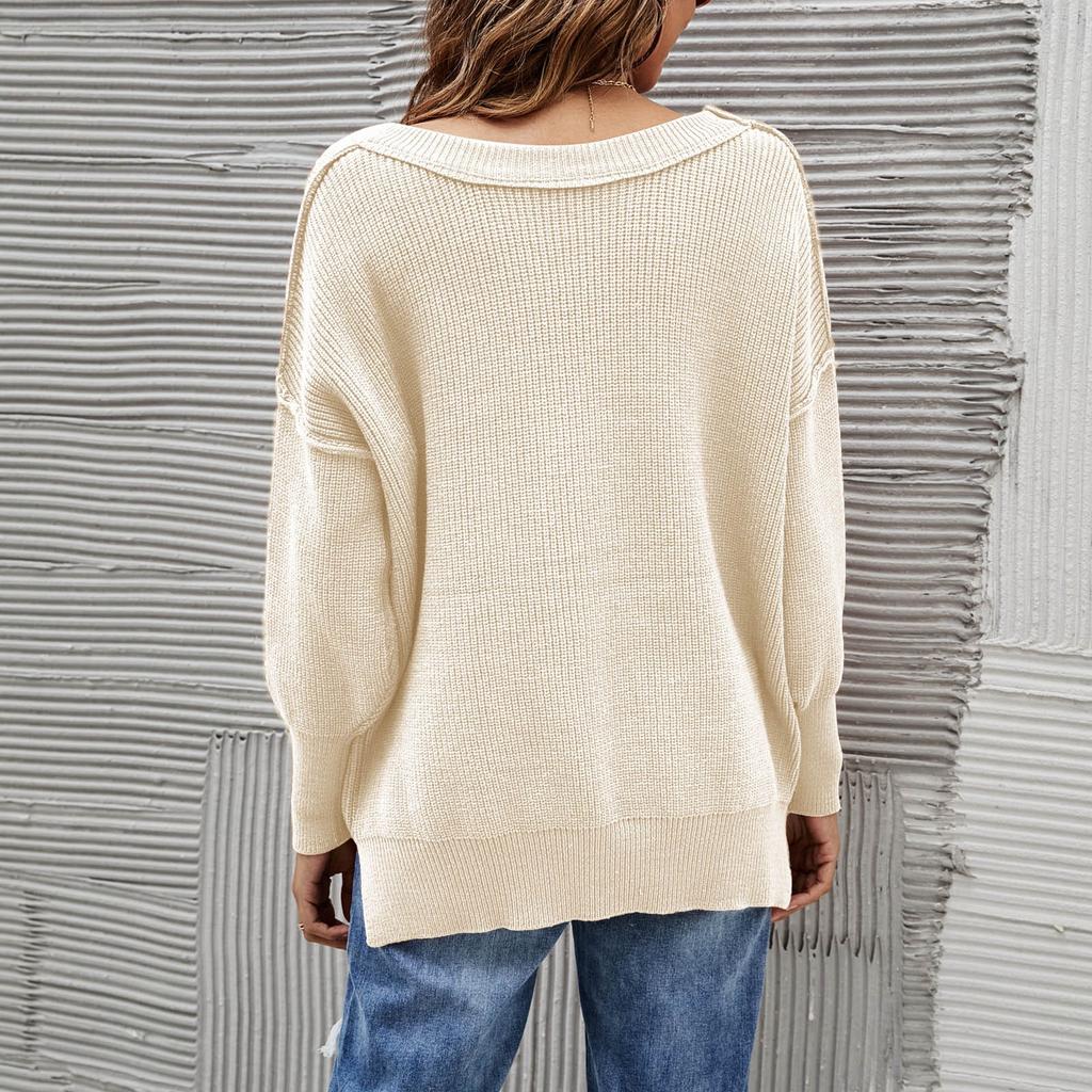 Women's Fashion Casual Temperament Loose Round Neck Pullover Long Sleeve Knit Sweater