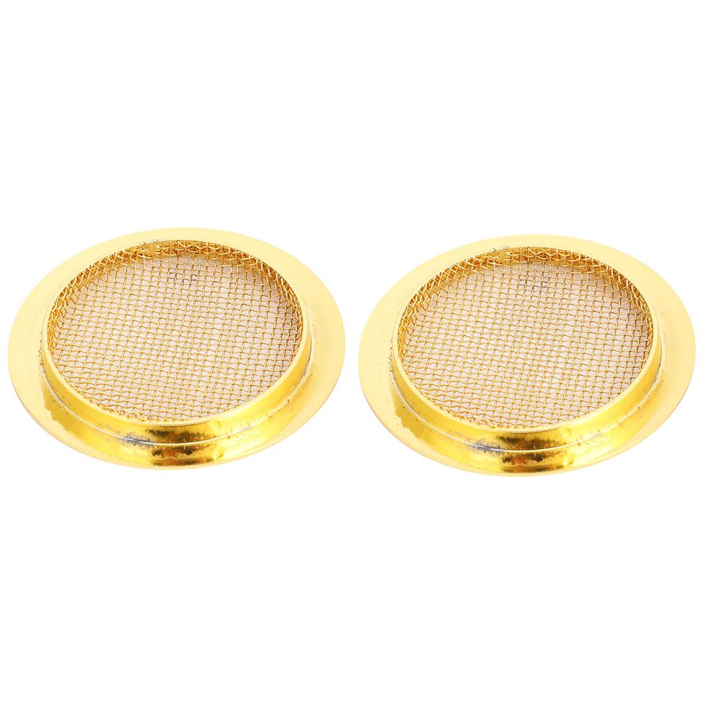 2PCS Resonator Guitar Sound Hole Cover Inserts Screen Metal for Parts(Gold)