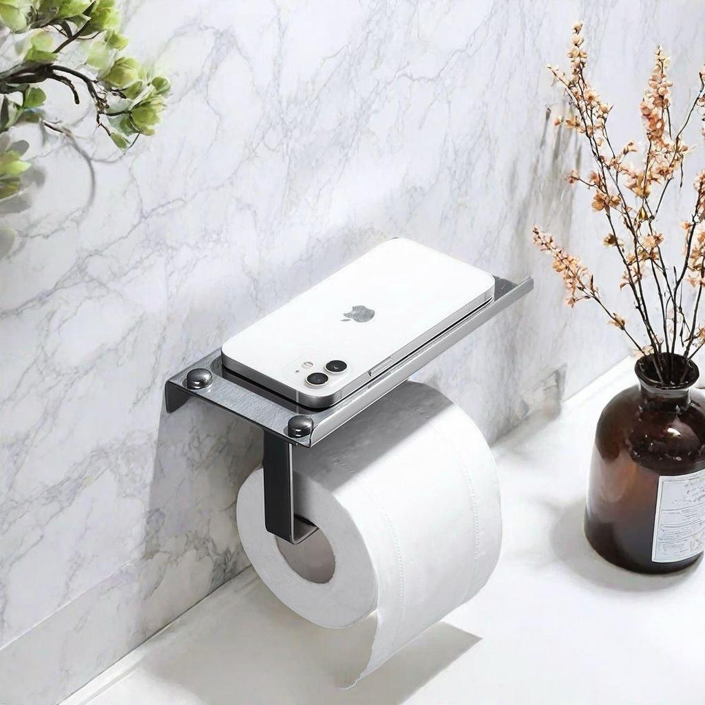 Punch-Free Wall-Mounted Stainless Steel Toilet Paper Holder for Hotels