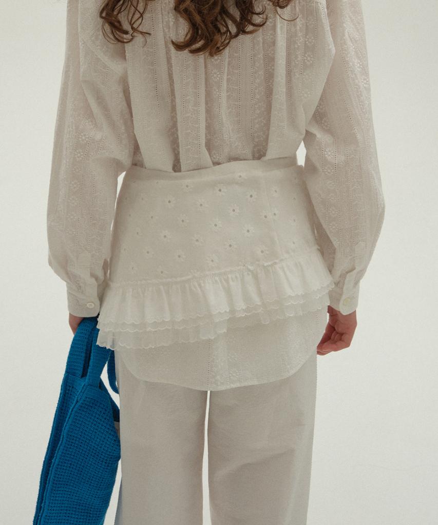 Keulloleu Eyelet Mini Layered Skirt - White