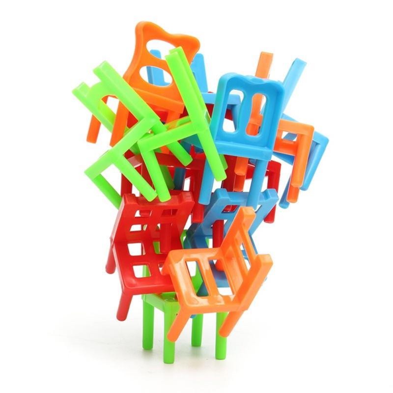 18Pcs/Lot Chair Shape Blocks Mini Plastic Balance Stacking Chairs Block Toy Kids Desk Play Game Toys