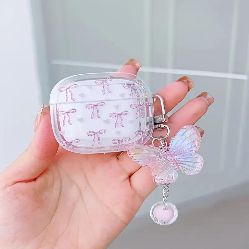 Round edge bow pattern headphone case for AirPods 1/1 and AirPods 1/Pro generation