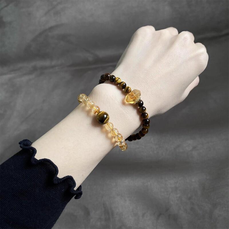 Natural Yellow Quartz Tigers Eye Double Wrap Bracelet Women Geometric Style Crystal Beaded Jewelry