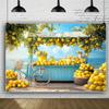 Summer Lemon Stall Beach Bike Background Banner, Suitable for Birthdays, Weddings, Anniversaries