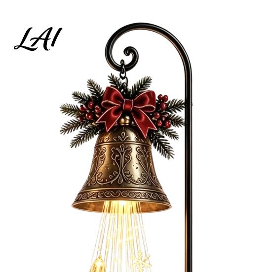 Traditional Xmas Lawn Stakes Christmas Bell Cascade Solar Yard Light for Decor Warm White Cascading Automatic Dusk To Dawn Lighting Garden