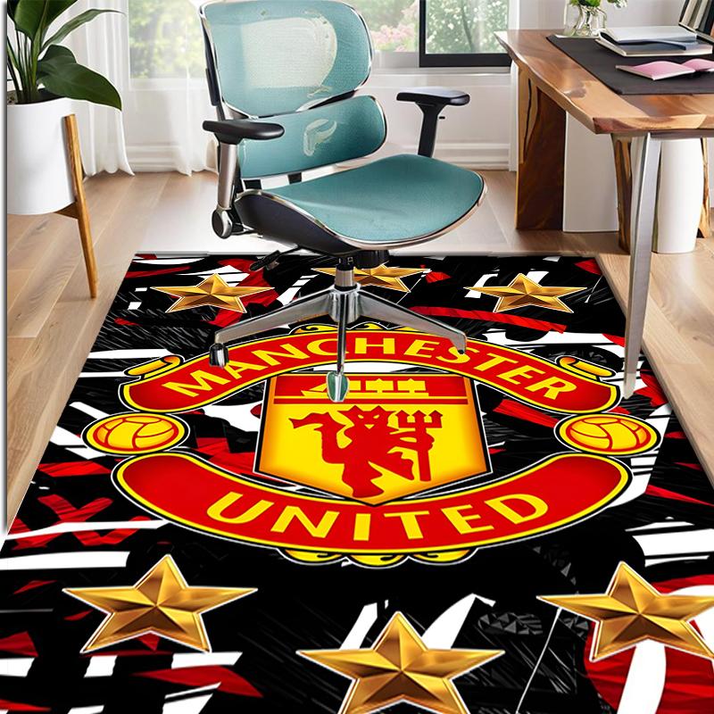Manchester United F.C Pattern Rug, Indoor/Outdoor Mat, for Picnic, Gameroom, Bedroom, Office, Living Room, Home Decor Carpet, Birthday Gift