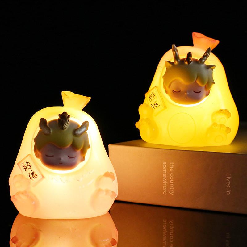 Cartoon Resin Craft Blind Box Night Light Children's Toy Desk Decoration Random Color Starry Sky Creature