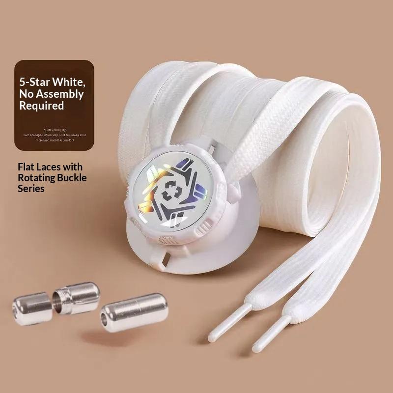 Automatic Shoelaces Swivel Buckle No Tie Laces Widened Flat for Sneakers Lazy Shoelace Fastening Accessory Adults Kids Unisex