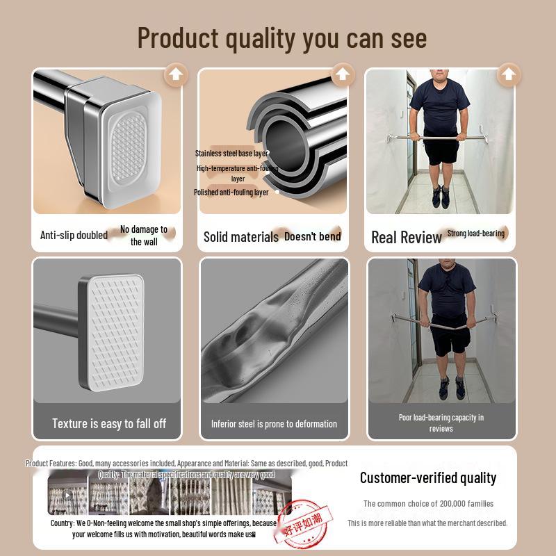 Telescopic Clothes Rod – No-Punch Installation for Balcony, Bedroom, Curtains, Dorm, or Wardrobe