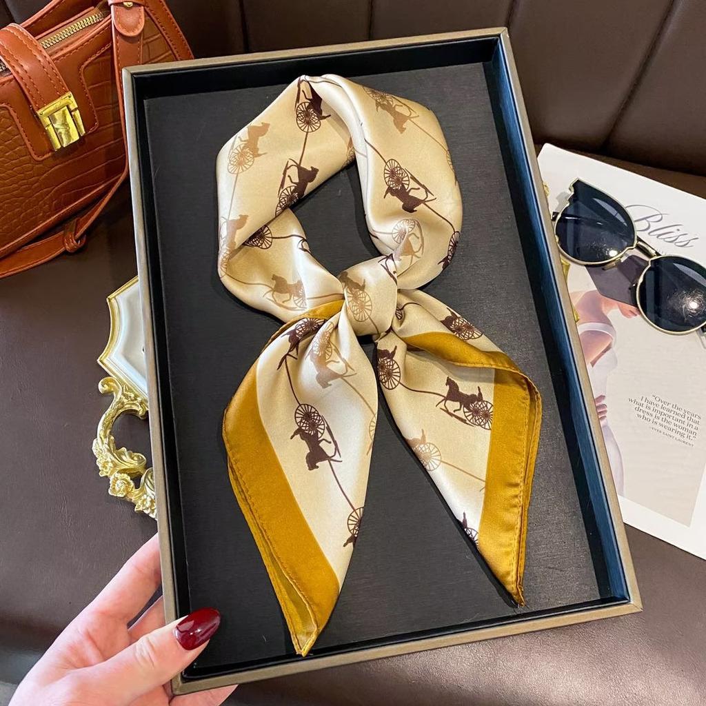 New small square scarf silk scarf women's summer versatile scarf headband silk scarf scarf temperament advanced neck protection spring and autumn thin
