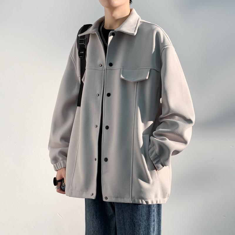 Spring and Autumn New Men's Korean Solid Color Light Plate Lapel Jacket Trendy Couple Versatile Stylish Jacket