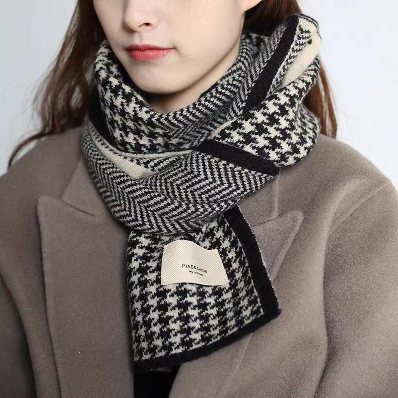 Rainbow color autumn and winter new scarf women's winter outer warm Korean version versatile solid color knitted neck scarf
