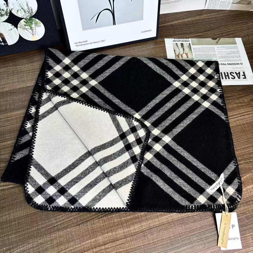 2025 Winter Women's Double-Sided Plaid Scarf - Imitation Cashmere, Korean Style, High-End, Warm & Versatile