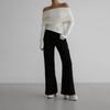 Women's Fall Spring Off Shoulder Sweaters Y2K Long Sleeve Ribbed Knit Slim Fit Pullover Winter Tops Blouse Going Out Nightout Knit Tops for Women