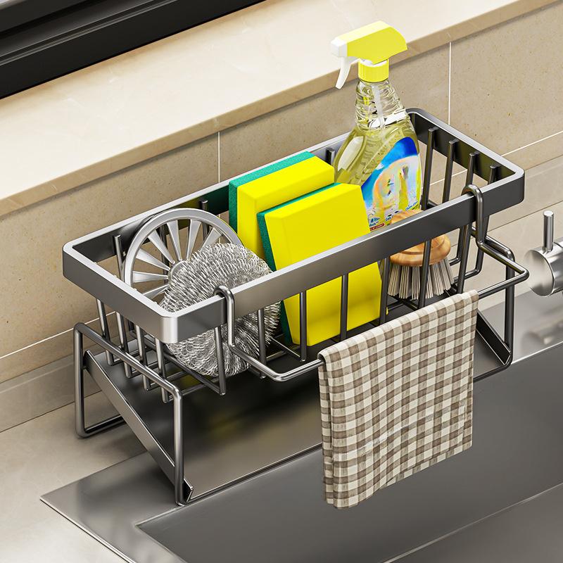 1pc Kitchen Rack, Rag Drain Rack, Punch-free Household Spice Rack, Sink Faucet Sink Rack