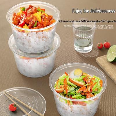 Zhenyu 500ml Disposable Round Plastic Lunch Boxes with Lids, 450 Sets