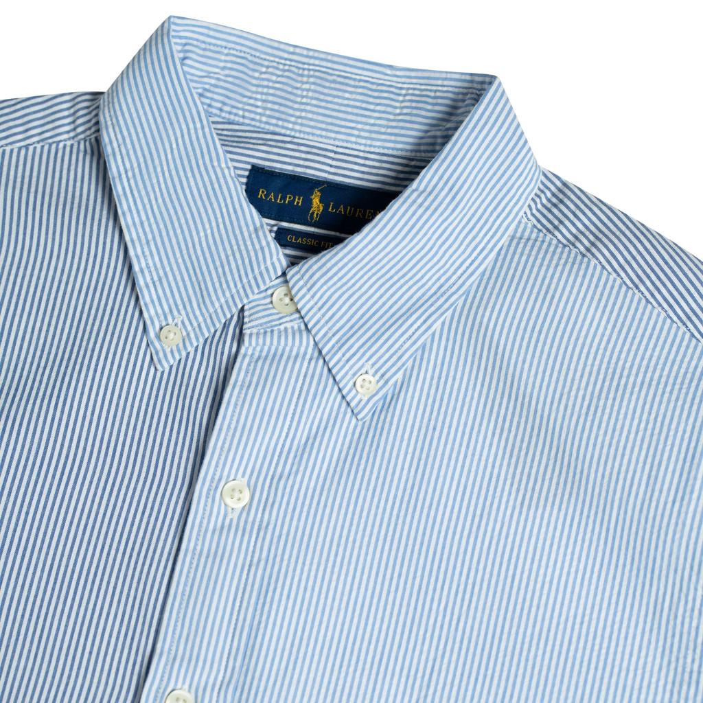 Polo Ralph Lauren Classic Fit Striped Color Block Pony Logo Embroidered Short Sleeve Shirt Men Shirts 710802569-004