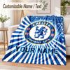 Custom Text Flannel Blanket Chelsea FC Print Warm Cozy Blanket Home Sofa Bedding