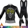 Skull Winter Thermal Fleece Cycling Jersey Clothing Men Bib Men's Biking Clothes Bike Suit Man Maillot Triathlon Termal Set Mens