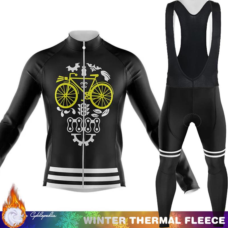 Men's Cycling Jersey Winter Thermal Fleece Biking Clothes Triathlon Road Bikes Man Outfit Long Sleeve Shirt Bicycle Clothing Set