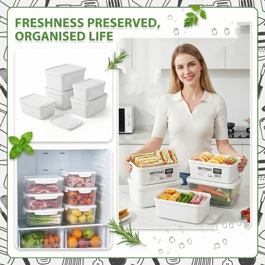 Food Grade Refrigerator Storage Containers Set Large Capacity Airtight Kitchen Food Storage Boxes Freezer Safe Vegetable Fruit Organizer