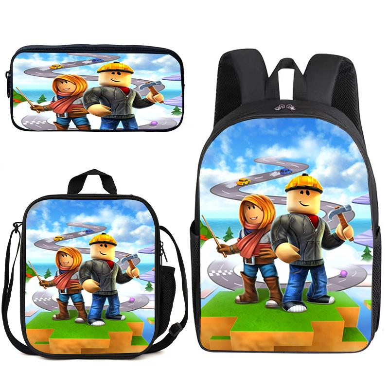 Zaino Anime 3D Tre Pezzi Roblox Zaino Studente Borsa Pranzo Astuccio Zaino Scolastico Stampato