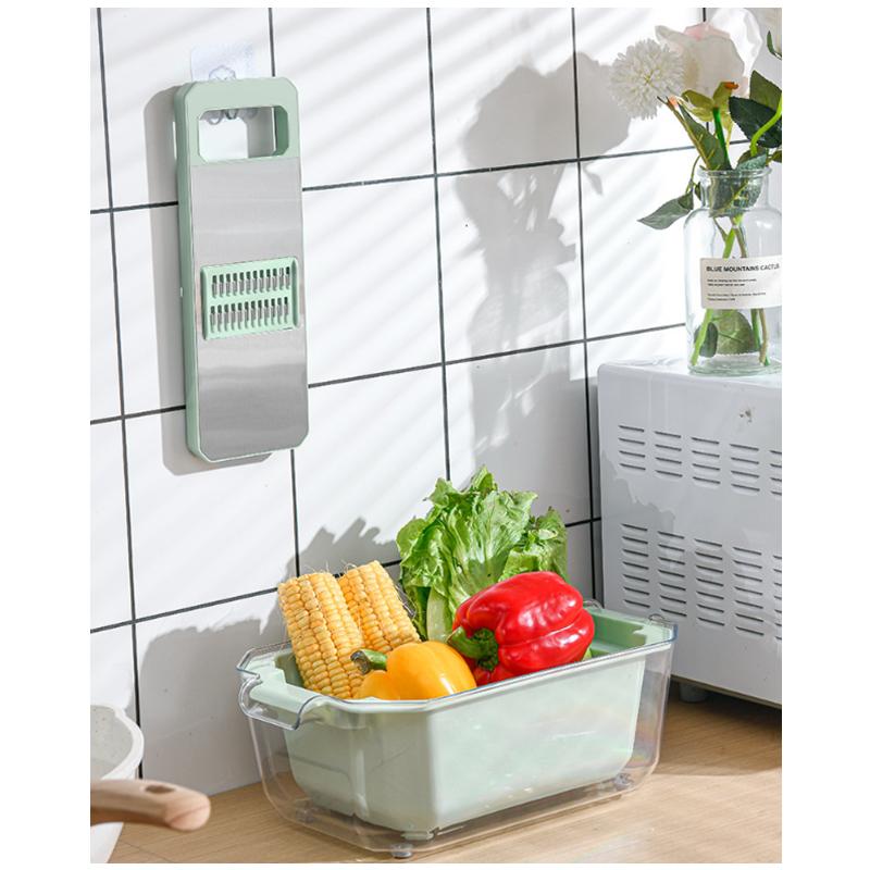 Manual Vegetable Slicer With Container Multifunctional Kitchen Cutter Food Choppers Stainless Steel Shredder Grater