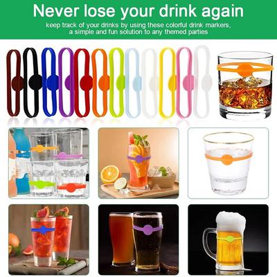 Mixed Color Silicone Red Wine Glass Marker Charm Drinking Glass Identification Cup Labels Tag Signs Party Supplies
