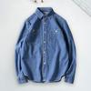 Denimskjorta för män Enfärgad långärmad enkelknäppt Streetwear Turndown-krage Lös skjorta Kappa Jacka Herrkläder